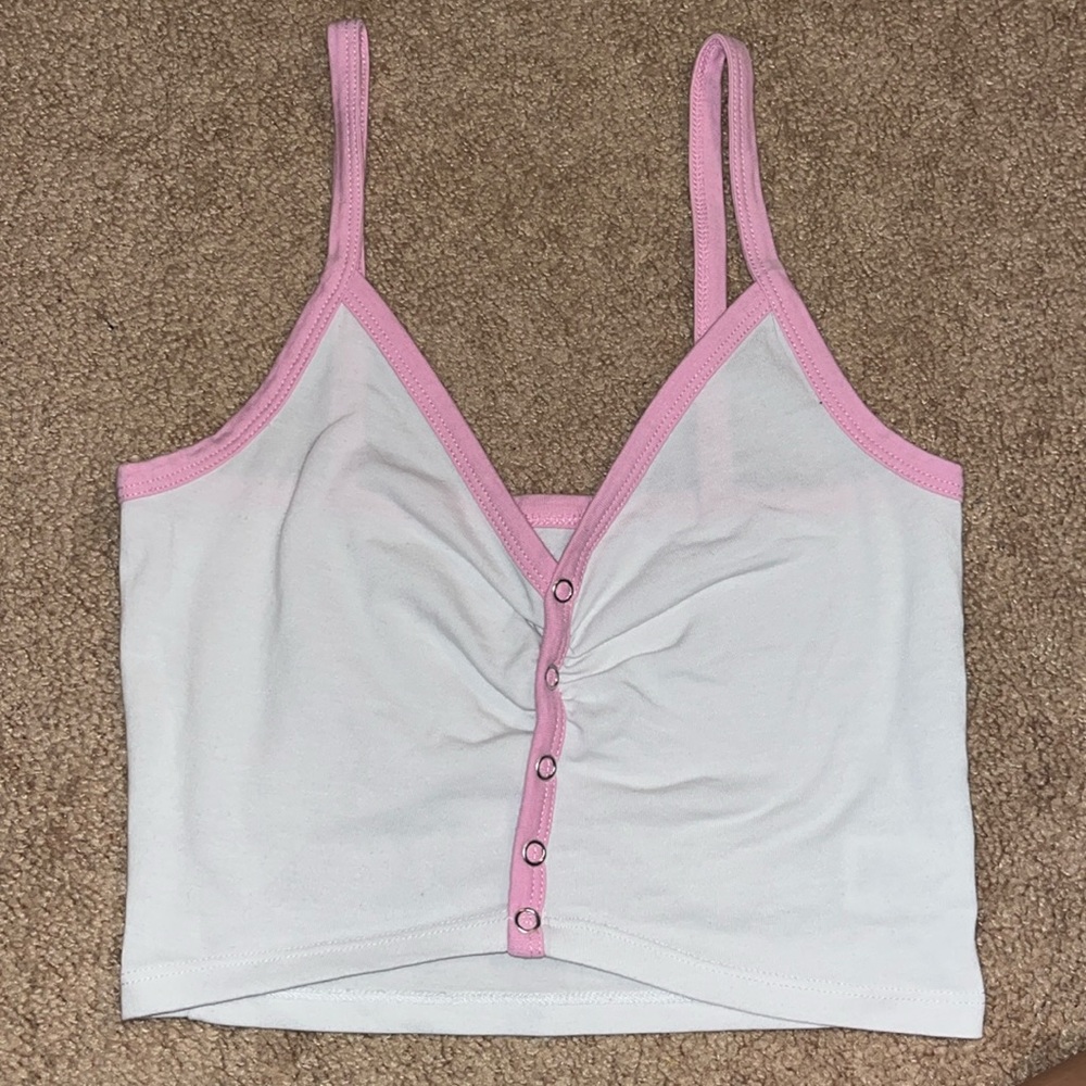 Pink and White Pacsun cropped tank top